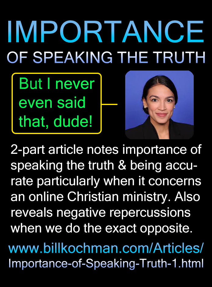 IMPORTANCE OF SPEAKING THE TRUTH — a Bill’s Bible Basics article