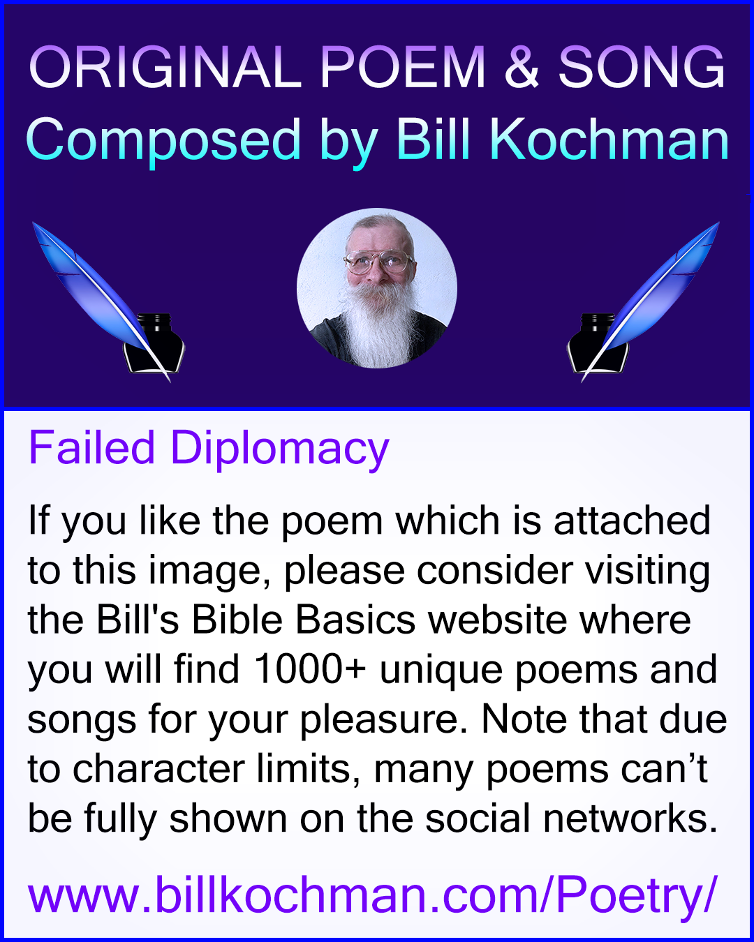 FAILED DIPLOMACY — a poem and song by Bill Kochman